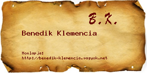 Benedik Klemencia névjegykártya
